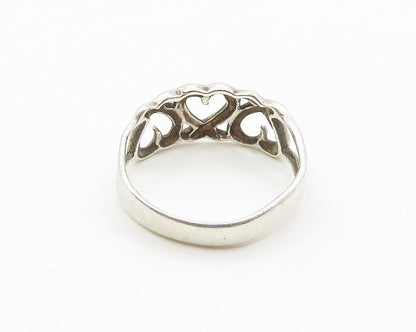 925 LA Sterling Silver  Shiny Love Etched Hearts Band Ring Sz 8.5  RG18442