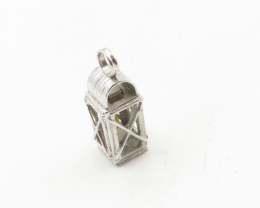 925 Sterling Silver  Vintage Petite Figure In Booth Cage Drop Pendant  PT7359