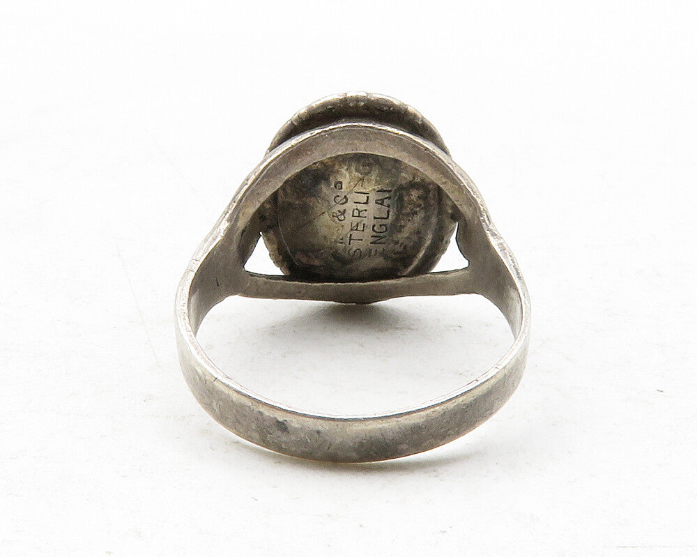 ENGLAND 925 Silver  Vintage Petite Cabochon Stone Band Ring Sz 5.5  RG12602