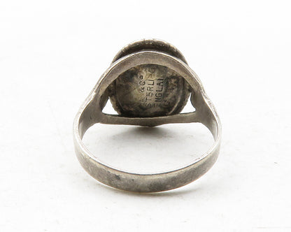 ENGLAND 925 Silver  Vintage Petite Cabochon Stone Band Ring Sz 5.5  RG12602