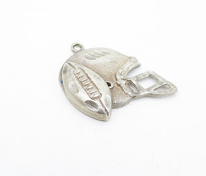 925 Sterling Silver  Vintage Football & Helmet Motif Sports Pendant  PT3249