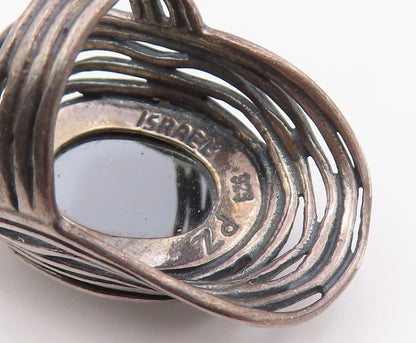 925 Sterling Silver Vintage Ring OR PAZ ISRAEL Faceted Hematite  Sz 5.5  RG36601