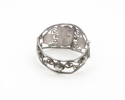 MEXICO 925 Silver  Vintage Blue Agate Baroque Swirl Bangle Bracelet  BT7518