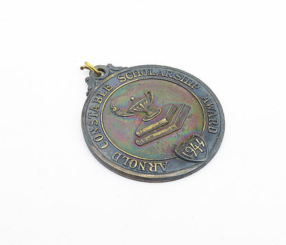 925 Sterling Silver  Vintage Antique Scholarship Medallion Pendant  PT2662