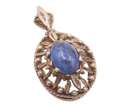 925 Sterling Silver  Vintage Cabochon Sodalite Open Beaded Pendant  PT21142