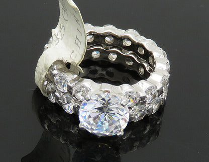 925 Silver  Vintage Sparkling Cubic Zirconia 2Pcs Band Ring Sz 6  RG21003