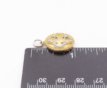 925 Sterling Silver  Vintage Genuine Diamonds Flower Motif Pendant  PT15009