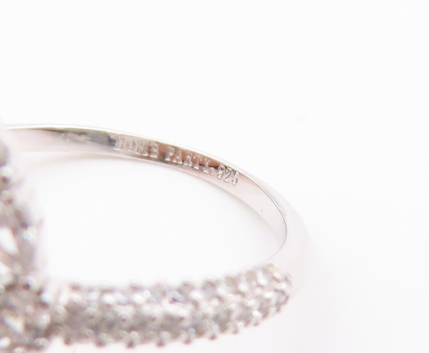 925 Sterling Silver Vintage Ring Designer Gemstone & CZ Cocktail Sz 7.5  RG31816