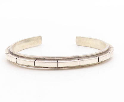 925 Sterling Silver Vintage Bracelet Modernist Geometric Pattern Cuff  BT12016