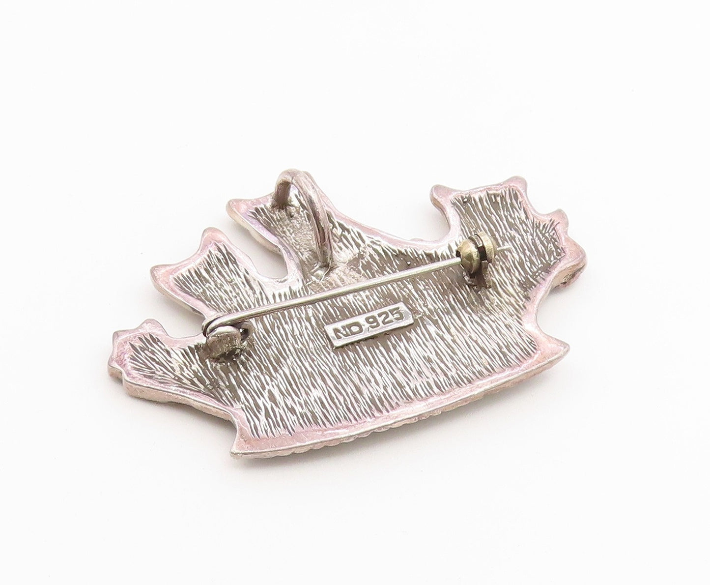 925 Sterling Silver Vintage Brooch Pin Kittens In Woven Flower Basket  BP12655