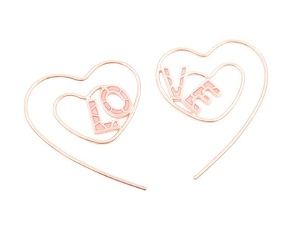 925 Sterling Silver Vintage Earrings Rose Gold Plated Love Heart Strings EG13763