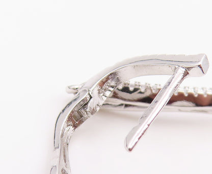 925 Sterling Silver Vintage Earrings CZ Pave Modernist Twisted Dangle  EG14228