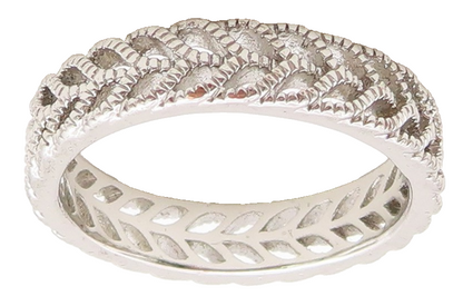 925 Sterling Silver Vintage Ring Minimalist Leaf Pattern Cutout  Sz 9  RG36711