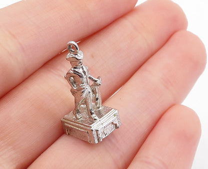 925 Sterling Silver  Vintage Shiny Petite Sculpted Statue Pendant  PT4786