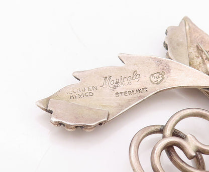 925 Sterling Silver Vintage Brooch Pin MARICELA Swirly Floral Carved  BP11162