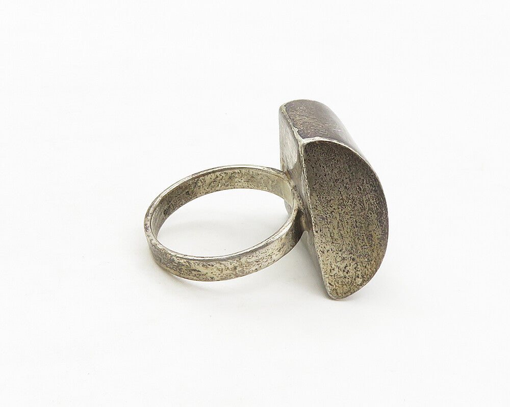 DESIGNER 925 Silver Vintage Dark Tone Hollow Smooth Band Ring Sz 7  RG17410