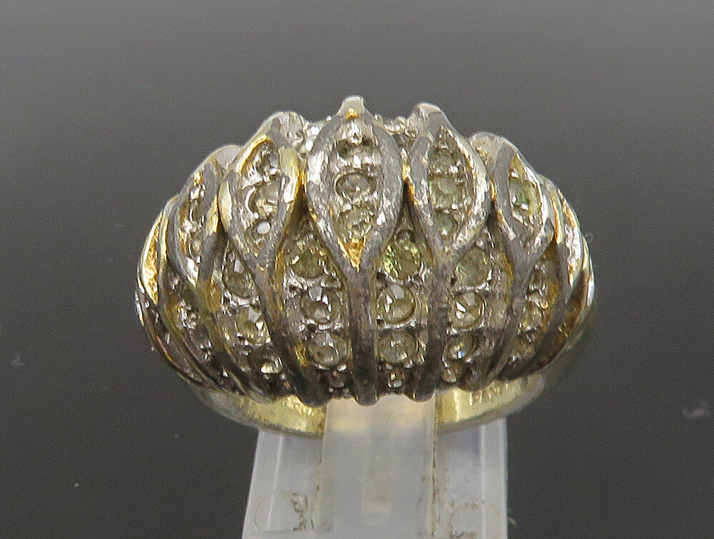 PANETTA 925 Silver  Vintage Shiny White Topaz Dome Band Ring Sz 6.5  RG23946