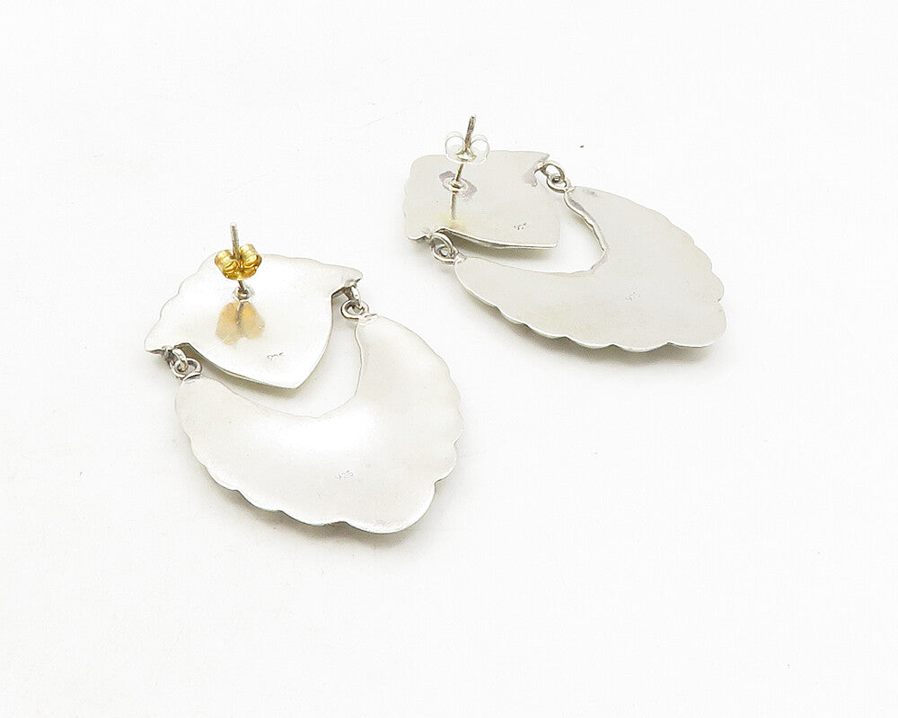 925 Sterling Silver  Vintage Shiny Fluted Design Drop Earrings  EG5247