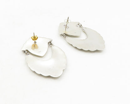 925 Sterling Silver  Vintage Shiny Fluted Design Drop Earrings  EG5247