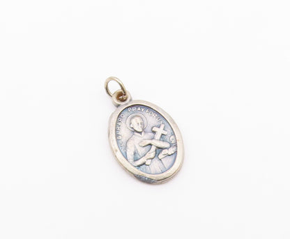 925 Sterling Silver  Vintage Saint Gerard Religious Figure Pendant  PT16304