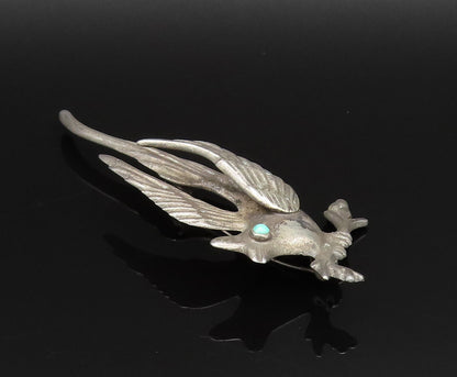 MEXICO 925 Silver  Vintage Antique Bird With Turquoise Eye Brooch Pin  BP9816