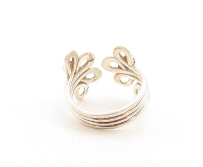 925 Sterling Silver Vintage Ring Solid Cutout Floral Design  Sz 12  RG31405