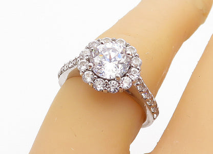 925 Sterling Silver  Cubic Zirconia Solitaire With Accents Ring Sz 6  RG3596