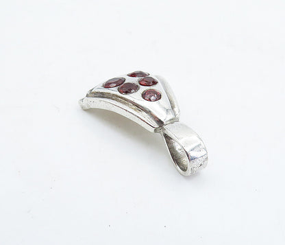 925 Sterling Silver  Vintage Petite Red Topaz 5 Stone Drop Pendant  PT3854