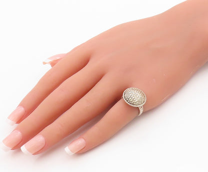 925 Sterling Silver Vintage Ring D JOY Classic Textured Disc Band  Sz 5  RG36296