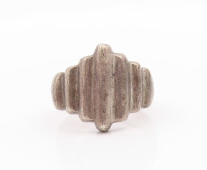 925 Sterling Silver Vintage Ring MEXICO Antique Rod Design Etched  Sz 9  RG33342