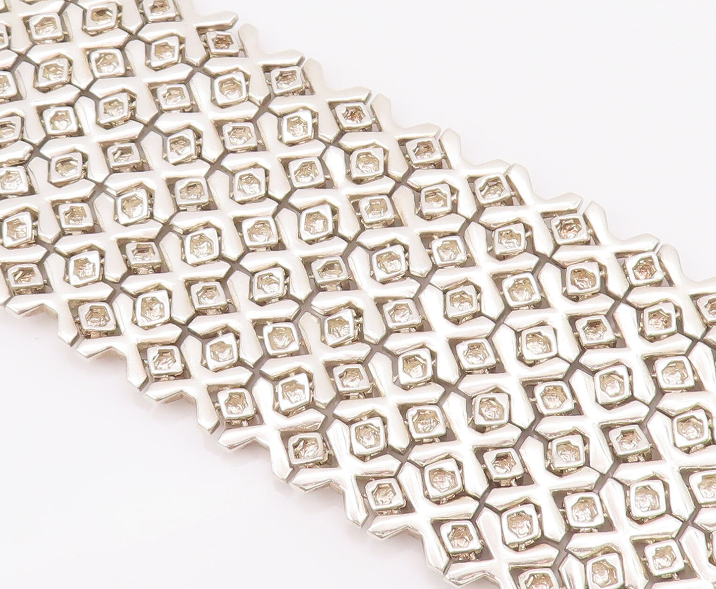 925 Sterling Silver Vintage Bracelet STEPHEN WEBSTER Heavy Woven Mesh  BT10459