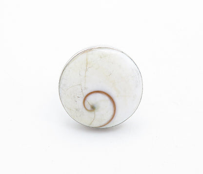925 Sterling Silver  Vintage Shive Eye Shell Swirl Cocktail Ring Sz 6.5 RG6165