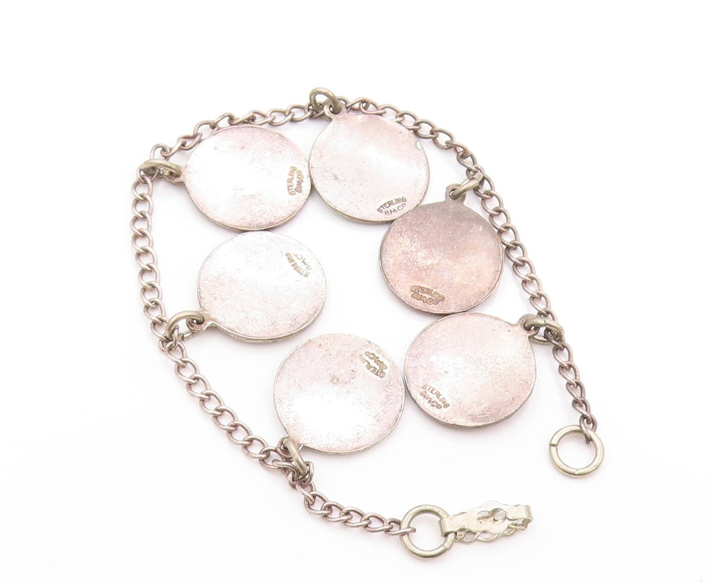 925 Sterling Silver Vintage Bracelet Antique Dangling Bermuda Map  BT11137