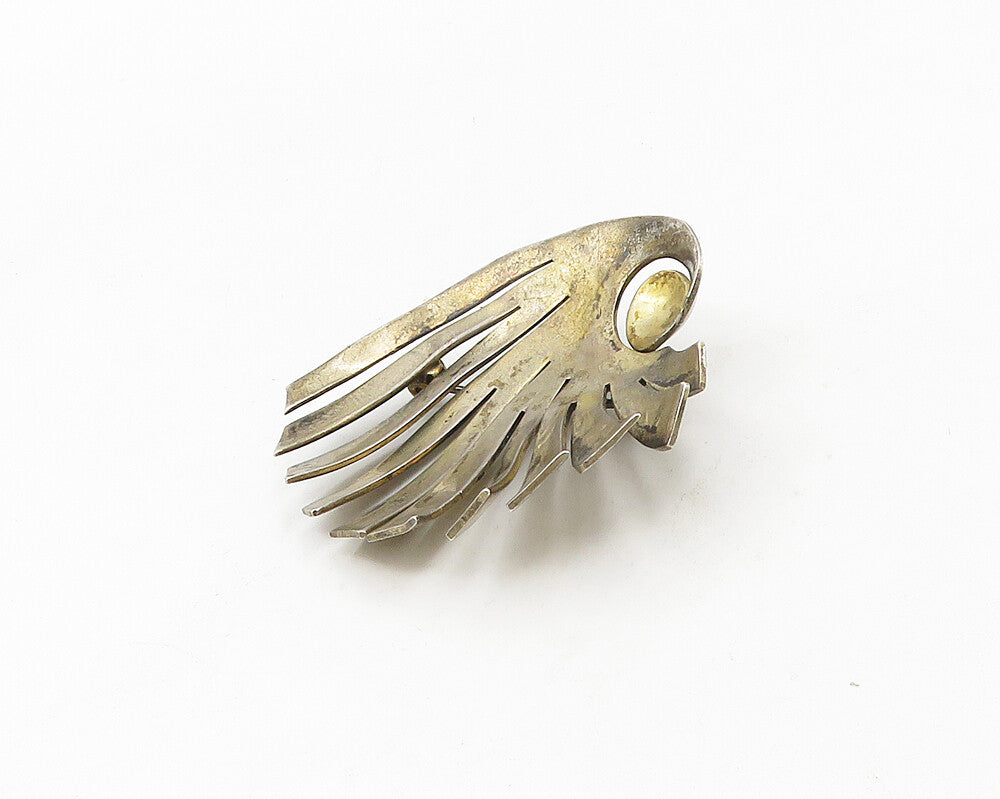 ERNEST STEINER 925 Sterling Silver  Vintage Modernist Design Brooch Pin BP7412
