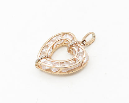 925 Sterling Silver  Cubic Zirconia Rose Gold Plated Heart Pendant  PT14741