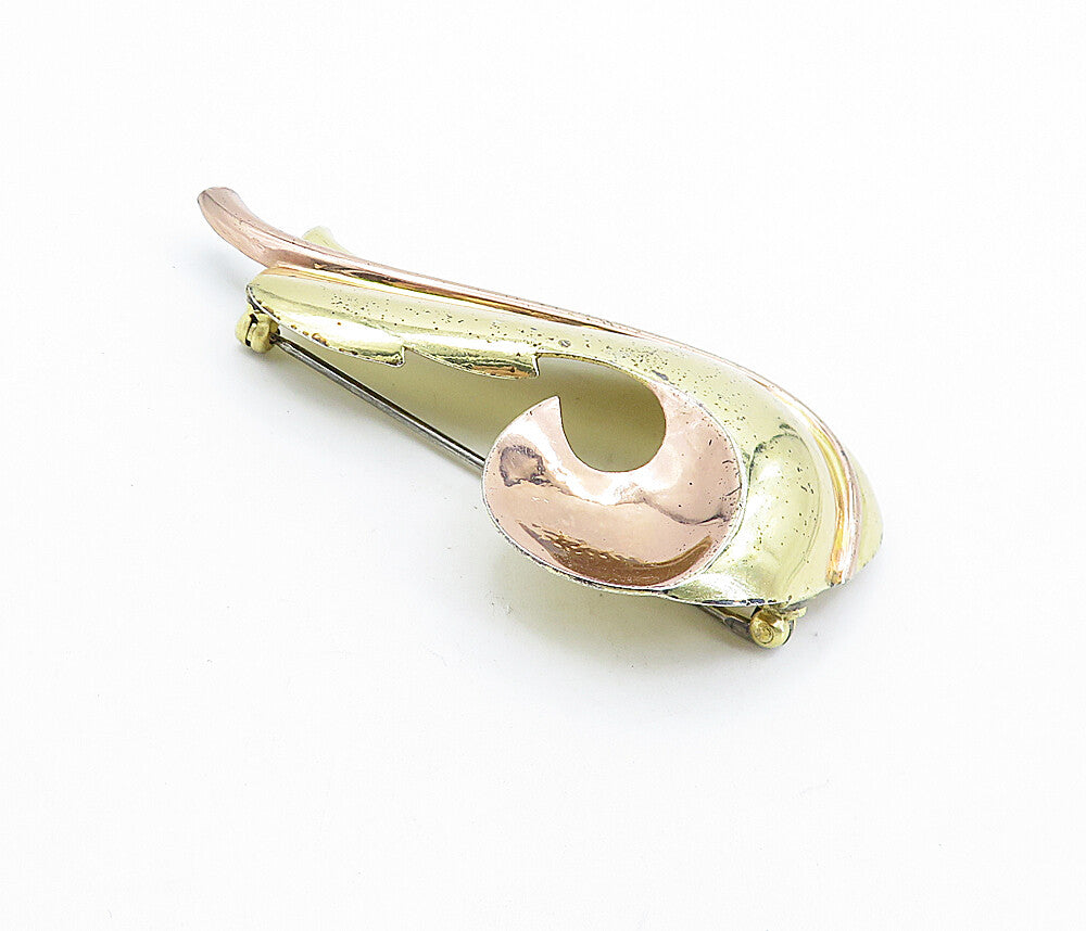 MONET 925 Sterling Silver  Vintage Shiny Two Tone Swirl Brooch Pin  BP2665