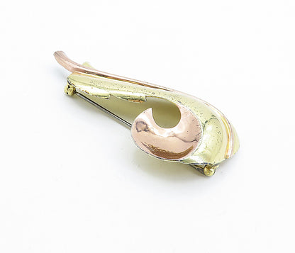 MONET 925 Sterling Silver  Vintage Shiny Two Tone Swirl Brooch Pin  BP2665
