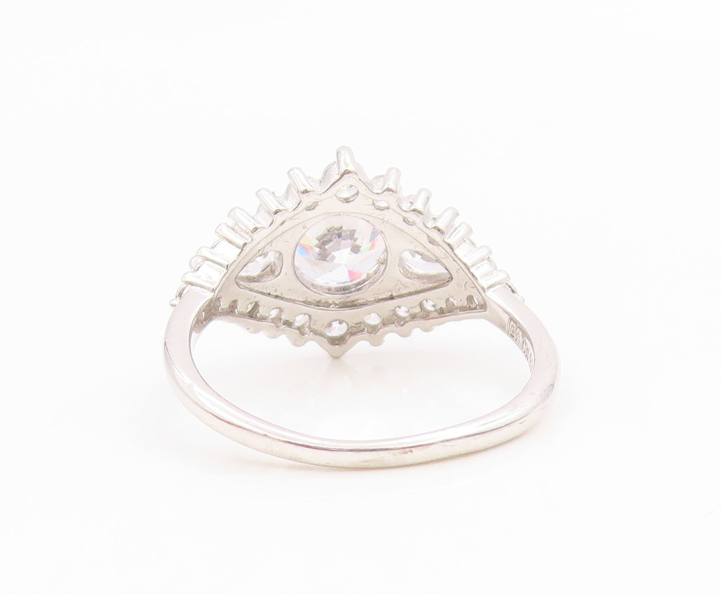 925 Sterling Silver Vintage Ring Elegant CZ Statement Band  Sz 7.5  RG35936