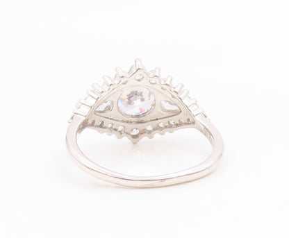 925 Sterling Silver Vintage Ring Elegant CZ Statement Band  Sz 7.5  RG35936