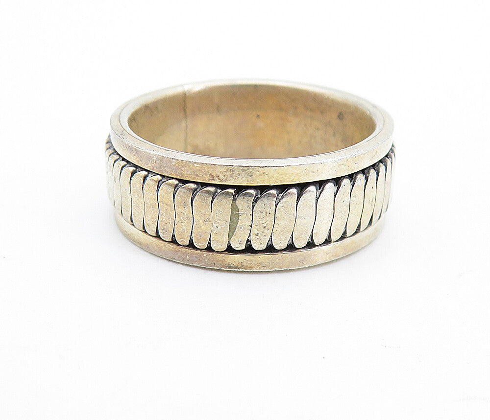 925 Sterling Silver Vintage Shiny Fluted Band Spinner Ring Sz 9.5 RG6360