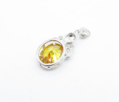 925 Sterling Silver  Faceted Citrine Shiny Family Love Drop Pendant  PT2794