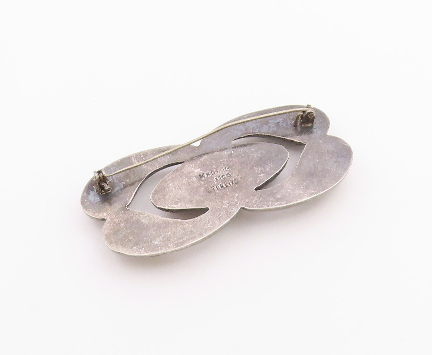 MEXICO 925 Sterling Silver  Vintage Antique Hollow Smooth Brooch Pin  BP7556