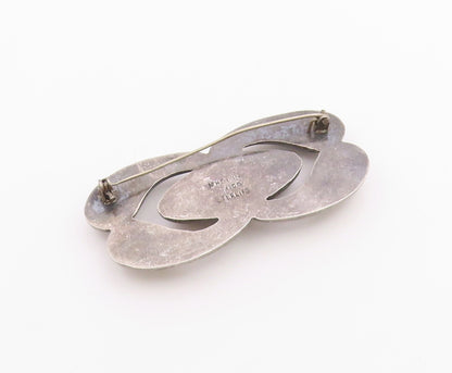 MEXICO 925 Sterling Silver  Vintage Antique Hollow Smooth Brooch Pin  BP7556