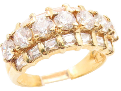 925 Sterling Silver Vintage Ring Gold Plated Topaz Statement Band  Sz 8  RG35990