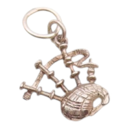 925 Sterling Silver  Vintage Shiny Petite Bag Pipe Instrument Pendant  PT16524
