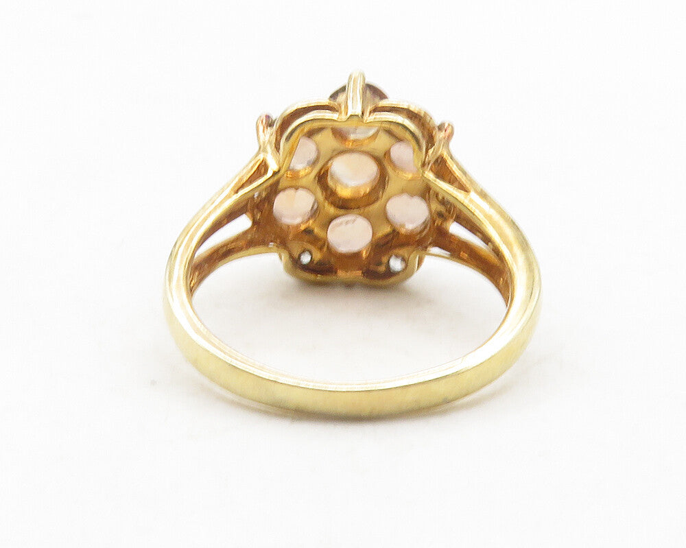 925 Sterling Silver  Topaz Gold Plated Floral Cocktail Ring Sz 6  RG12123