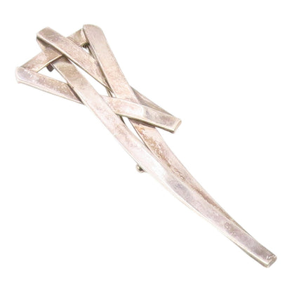 925 Sterling Silver  Vintage Long Modernist Star Abstract Brooch Pin  BP9843
