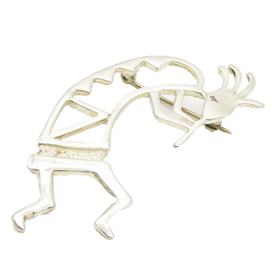 BELINDA WOODY NAVAJO 925 Silver  Vintage Kokopelli Dancer Brooch Pin  BP6992