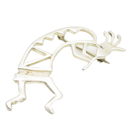 BELINDA WOODY NAVAJO 925 Silver  Vintage Kokopelli Dancer Brooch Pin  BP6992