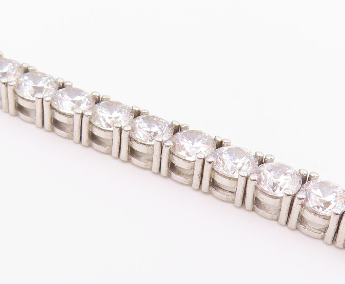 925 Sterling Silver Vintage Bracelet Heart Cut CZ Main Stone & CZ Band  BT10203
